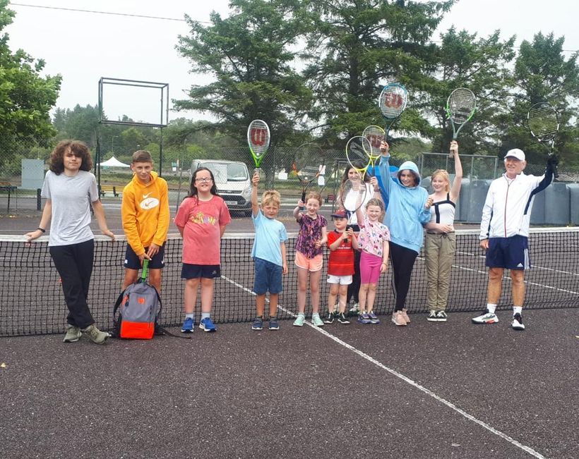 Happy tennis players at the courts in Ballydehob
